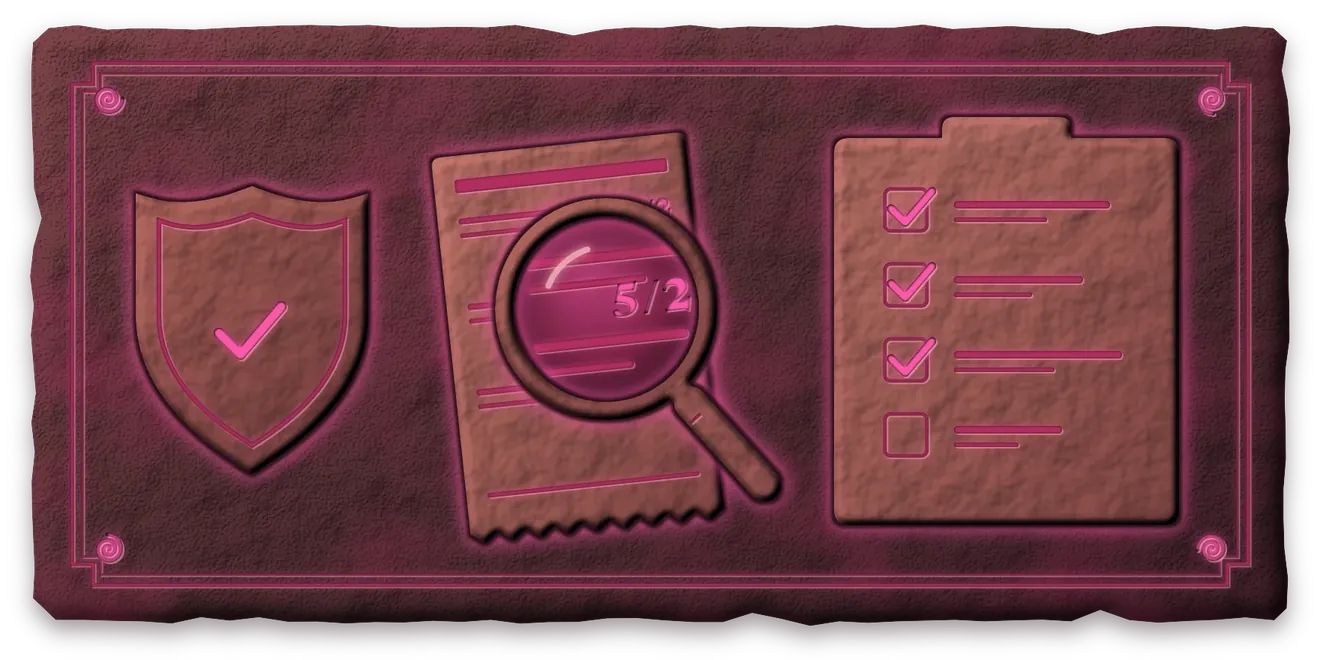 Illustrated checklist and magnifying glass over a betting slip