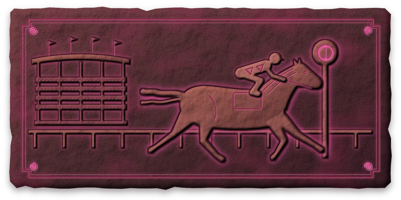 Illustration of a racehorse and jockey passing the winning post
