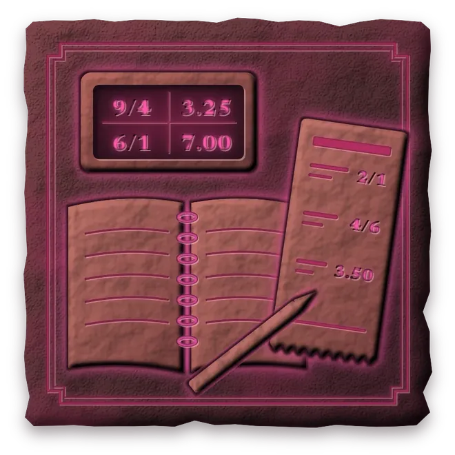 Open notebook beside a bet slip and an odds board